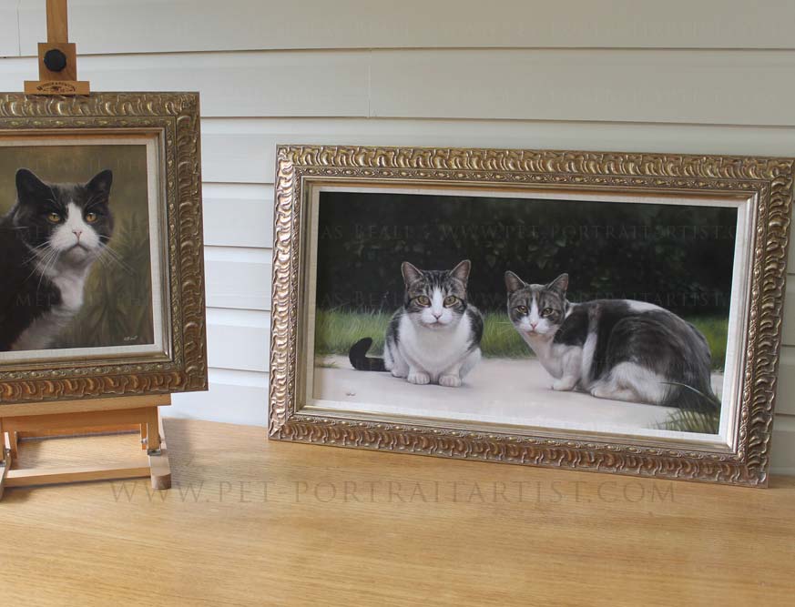 cat portraits in oils framed