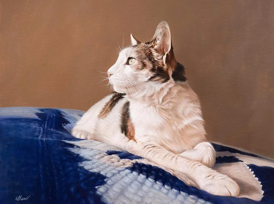 Boone: Bespoke oil painting of the cat by Nicholas Beall Oil portrait of Boone the cat on canvas by Nicholas Beall