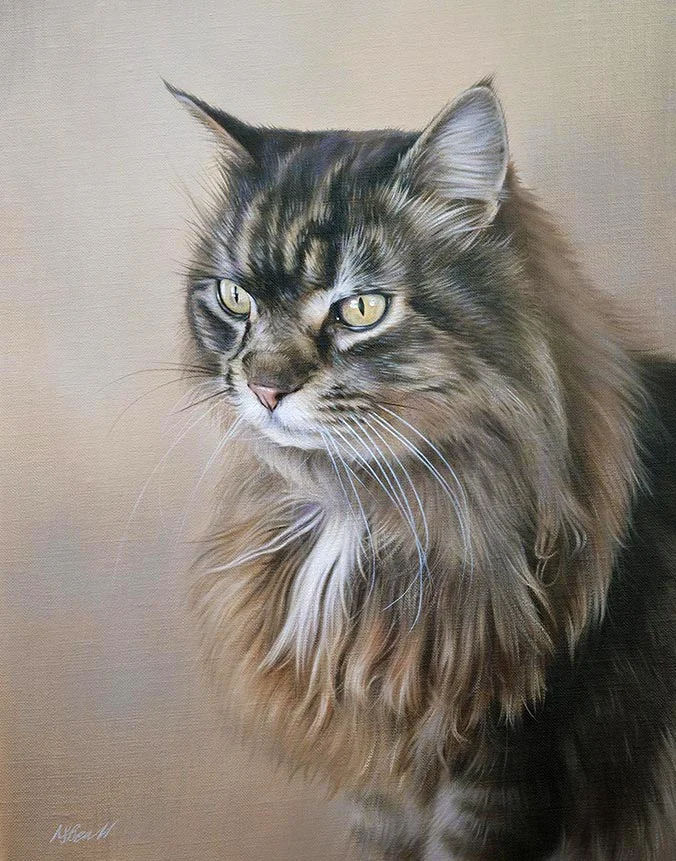 Max: Custom cat portrait in oils by artist Nicholas Beall Max the cat, a hand-painted oil portrait by Nicholas Beall