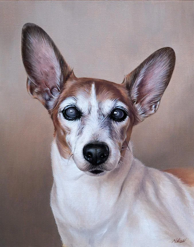 Dodge: Oil painting of the dog by Nicholas Beall Oil painting of Dodge the dog by Nicholas Beall, a custom pet portrait