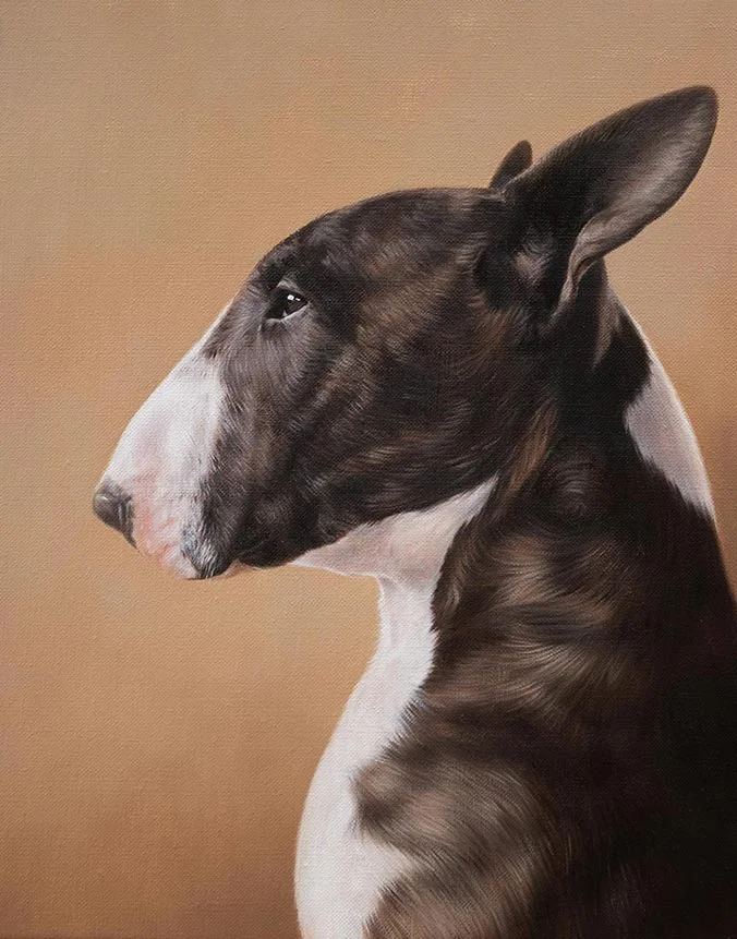 Patton: Oil painting of the dog by Nicholas Beall Oil painting of Patton the dog, a detailed pet portrait by Nicholas Beall