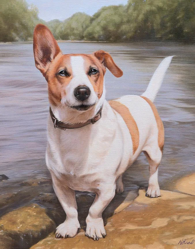 Toby: Oil portrait of the dog by Nicholas Beall Oil portrait of Toby the dog by Nicholas Beall