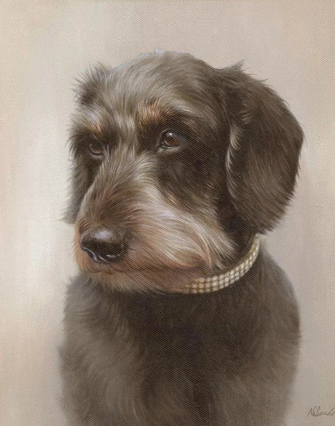 Lilly: Oil portrait of the dog by Nicholas Beall Oil portrait of Lilly the dog by Nicholas Beall