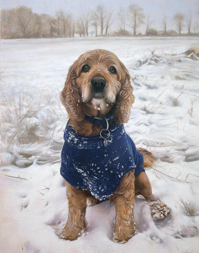 Milo: Oil portrait of the dog for actor John Nettles by Nicholas Beall Oil portrait of Milo the dog commissioned for actor John Nettles by Nicholas Beall