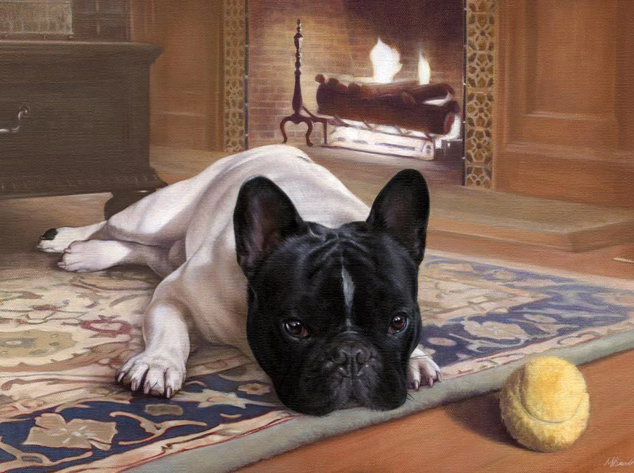 Agarn: French Bulldog dog oil painting by Nicholas Beall Oil painting of Agarn, a French Bulldog dog, by Nicholas Beall