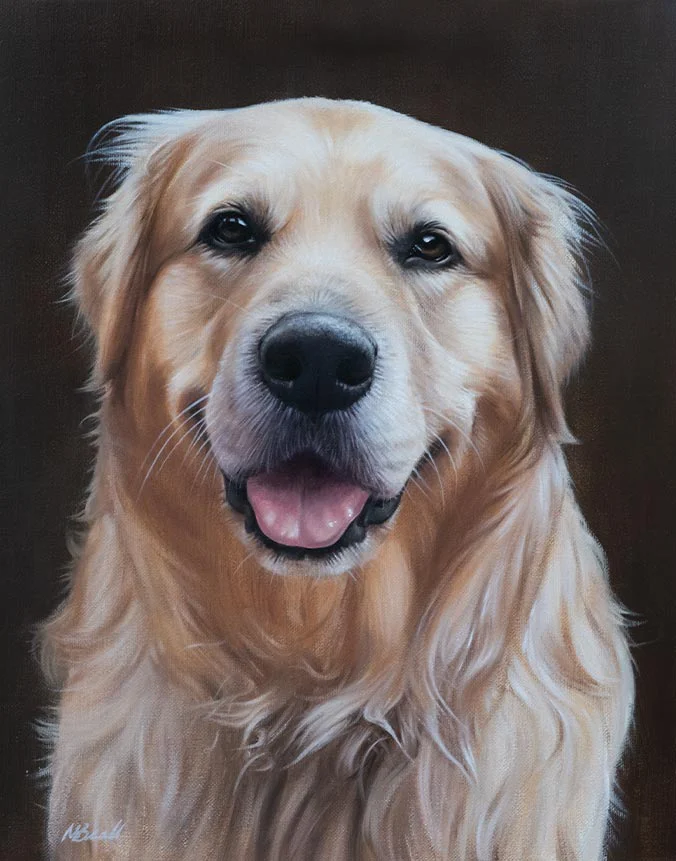 H: Golden Retriever dog oil painting by Nicholas Beall Oil painting of H the Golden Retriever dog by Nicholas Beall
