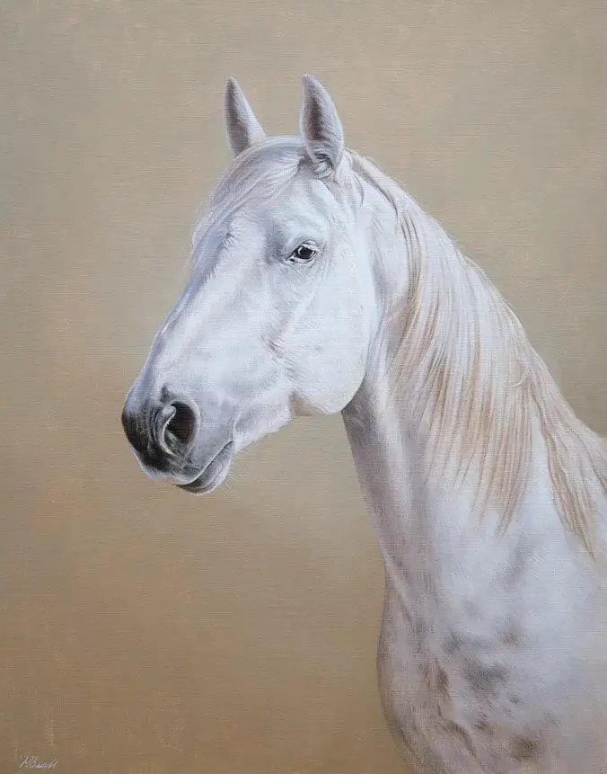 Maska: Stunning horse portrait in oils by Nicholas Beall Oil painting of Maska, a horse portrait in oils by Nicholas Beall
