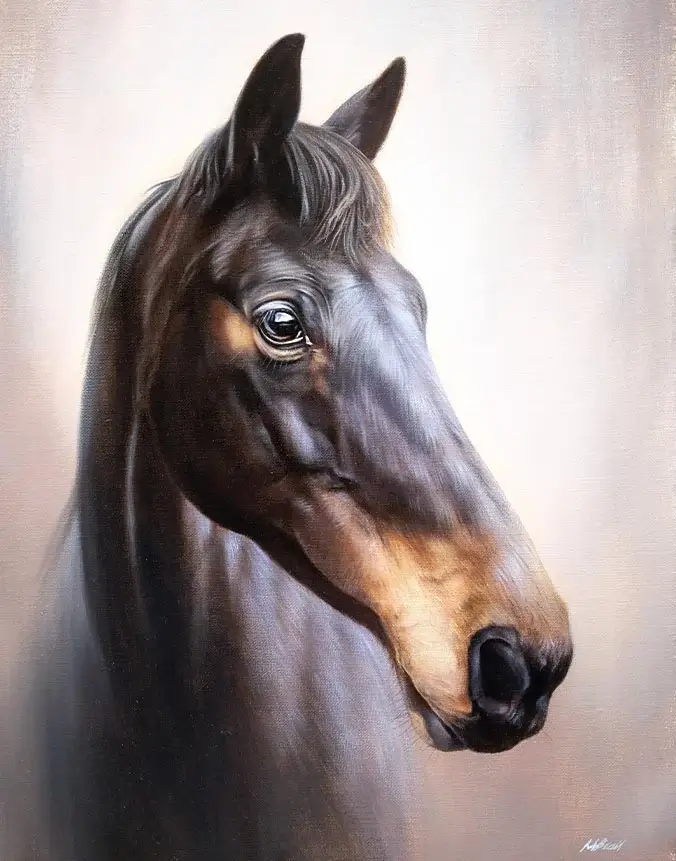 Assy: Oil horse painting as a wedding gift by Nicholas Beall Oil horse portrait as a wedding gift by Nicholas Beall