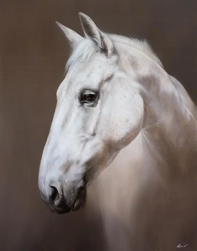Elly: Horse portrait in oils by Nicholas Beall Traditional oil portrait of Elly the horse by Nicholas Beall