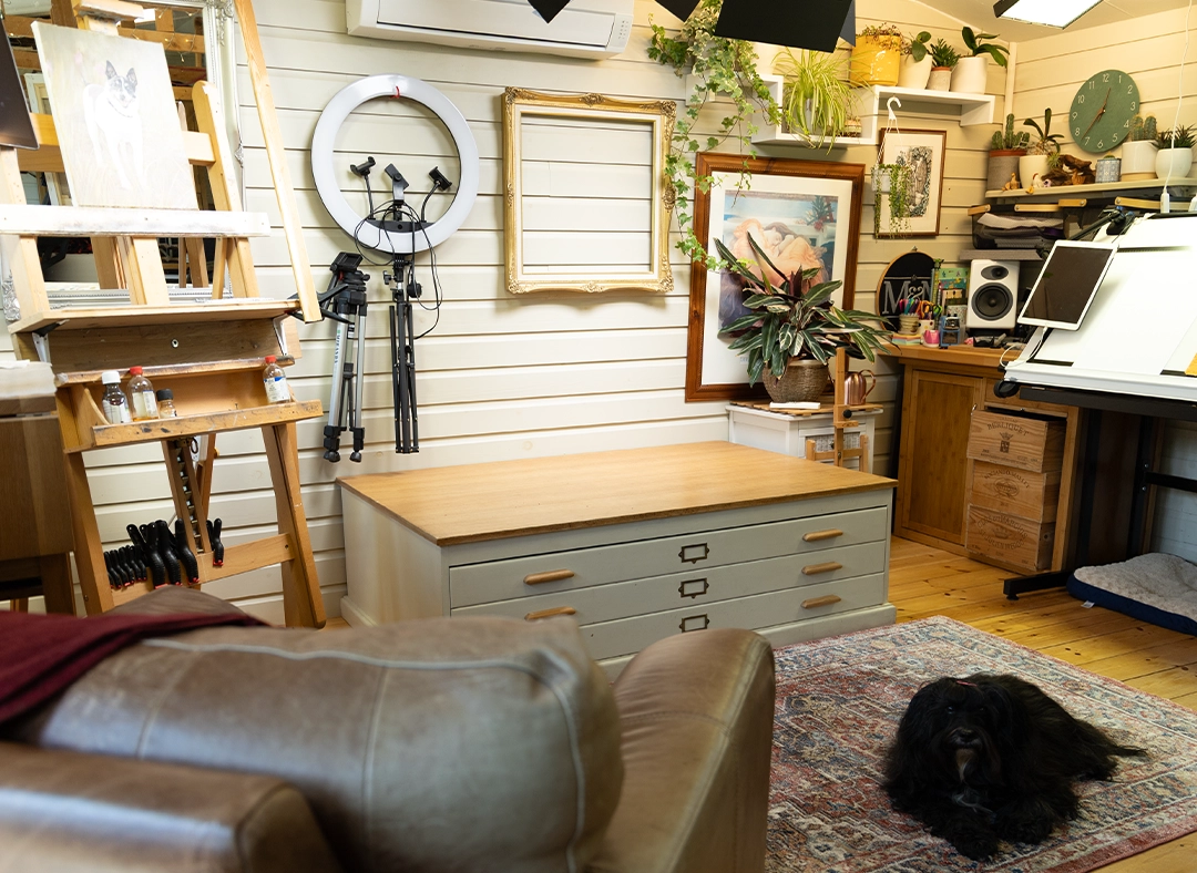 Lily the Tibetan Terrier in the pet portrait studio in rural Wales