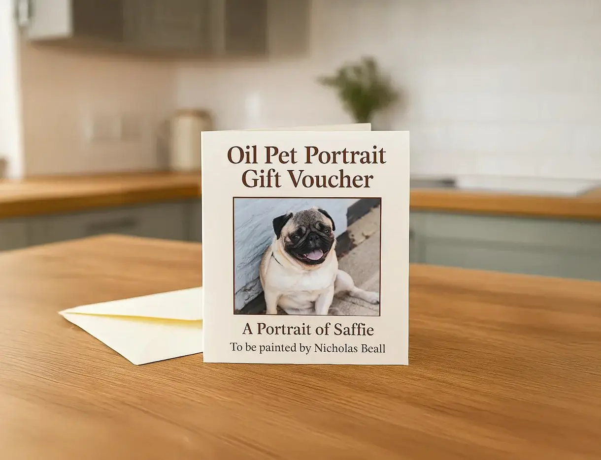 Custom Pet Portrait Gift Voucher Sample A beautifully designed pet portrait gift voucher by Melanie and Nicholas