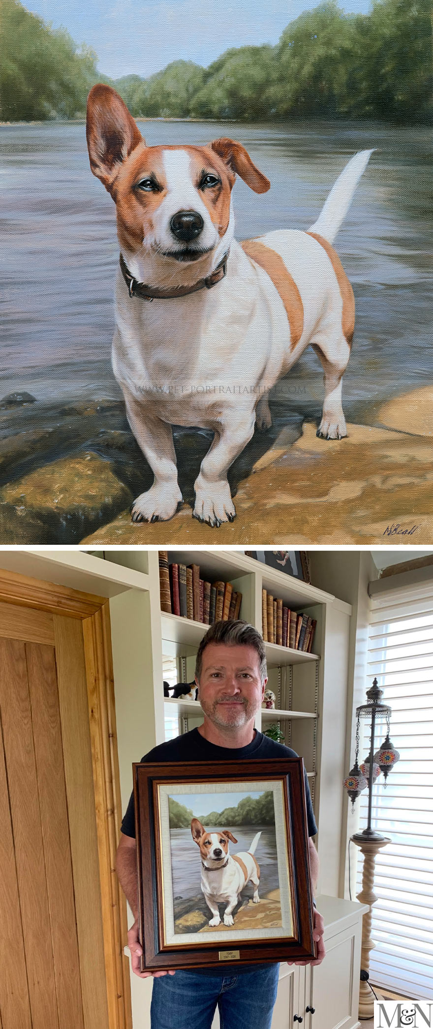 Pet Portrait in oils with full background by Nicholas Beall.